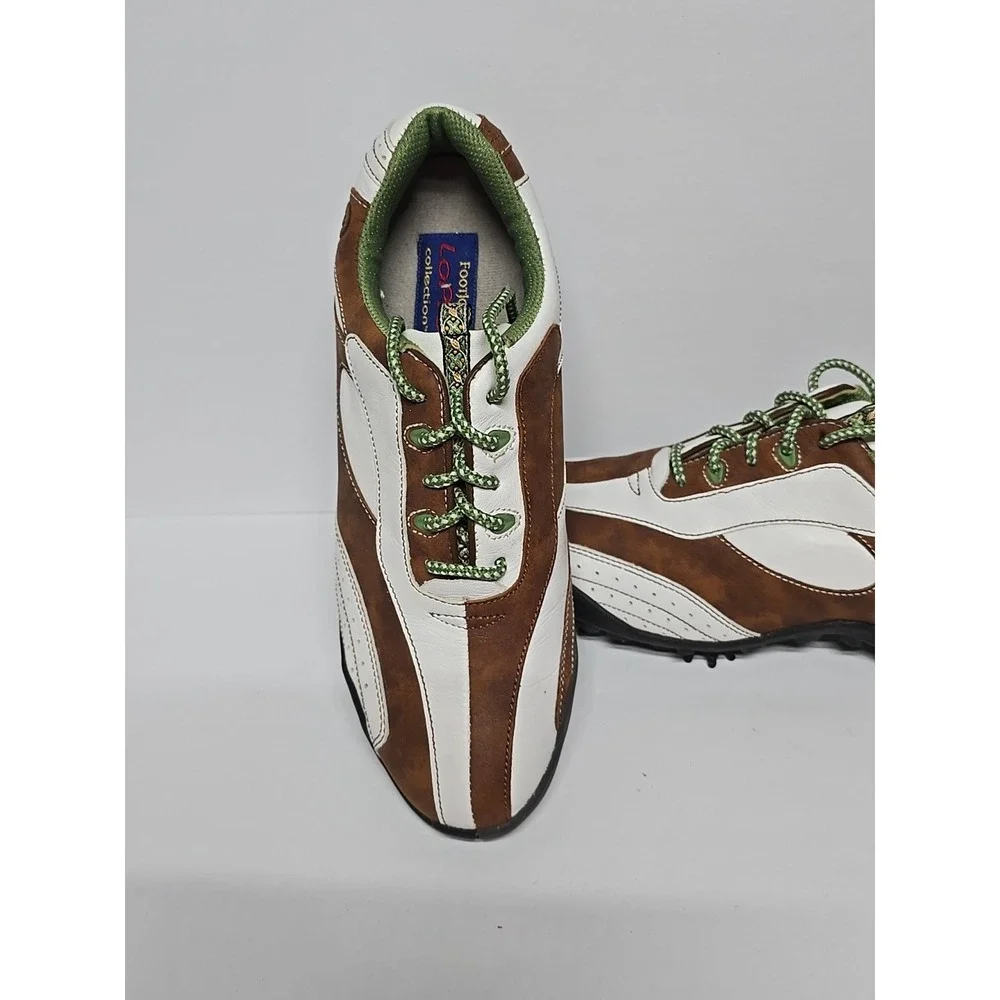 FootJoy Lopro Women's Brown, White And Lime Green Golf Shoes Size 7M‎ #97114